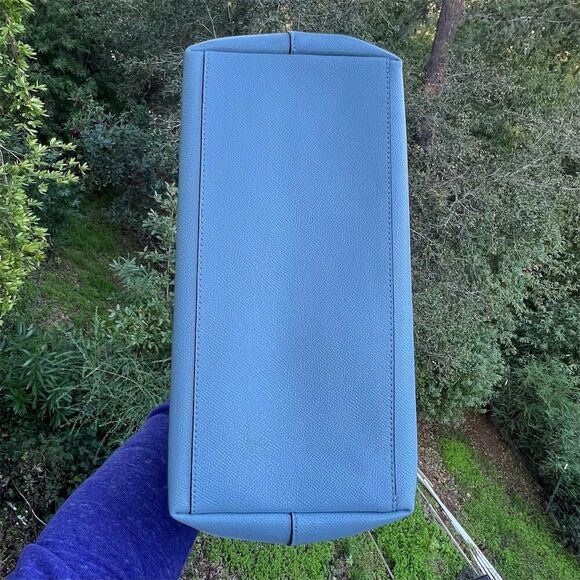 COACH Shoulder Bag City Zip Tote Bag Azure Blue w Silver Hardware AUTHENTIC - Picture 3 of 10